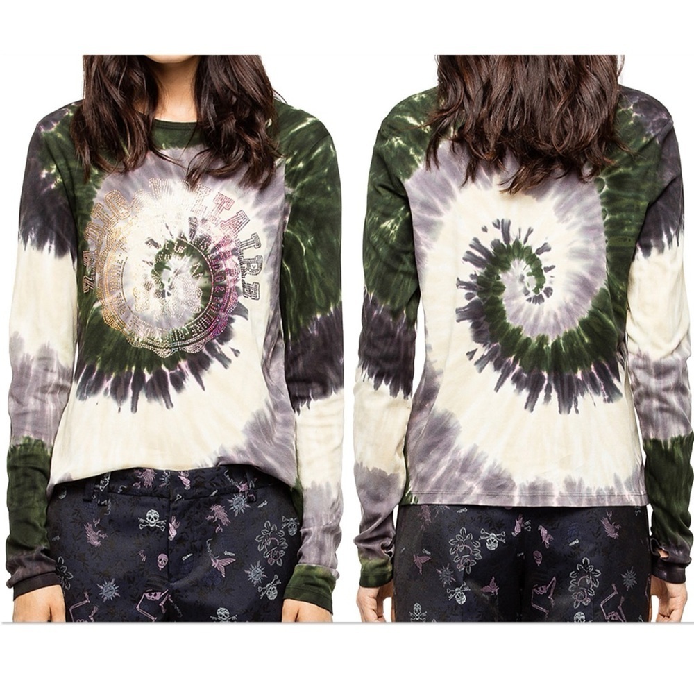 Zadig and Voltaire Willy Tie and Dye Blason multicolor long sleeve t-shirt